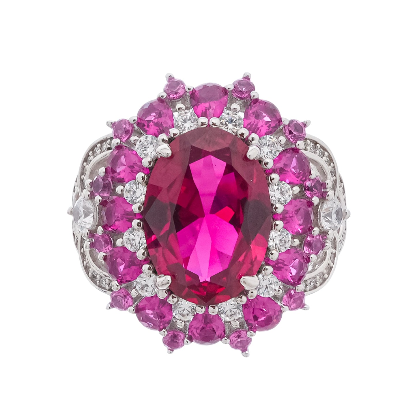Amélie Red Oval Cut Gemstone Sterling Silver Ring