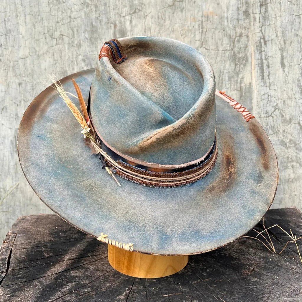 Retro Distressed Ribbon Decor Wool Felt Fedora Hat