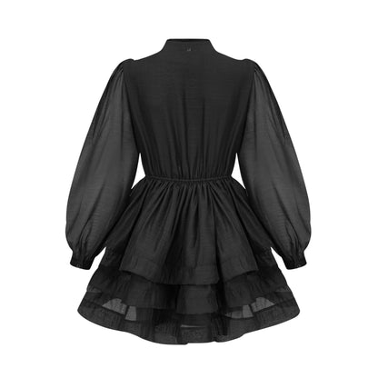 Élodie tiered flared mini dress in Black