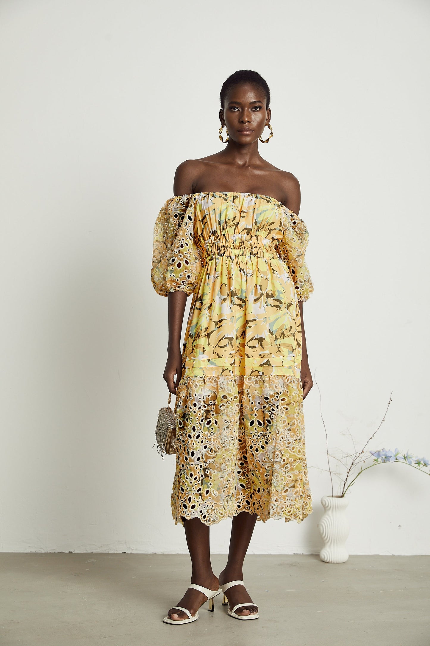 Clémence floral-print cut-out midi dress