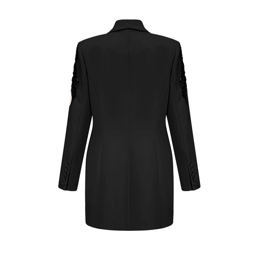 Éléna Black Embellished Sequined Blazer Dress