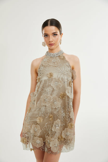Liane embellished floral mini dress