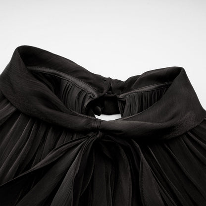 Mila pleated satin maxi dress in Black