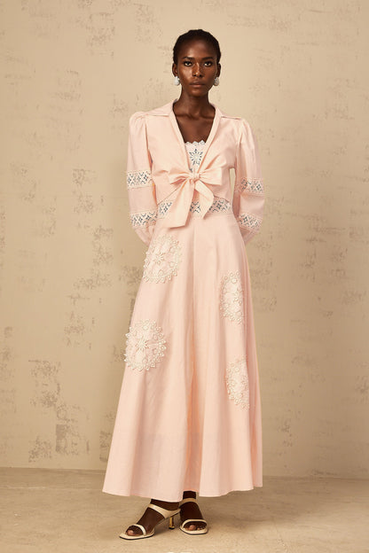 Romy Pink Floral Embroidered Blouse & Dress Set
