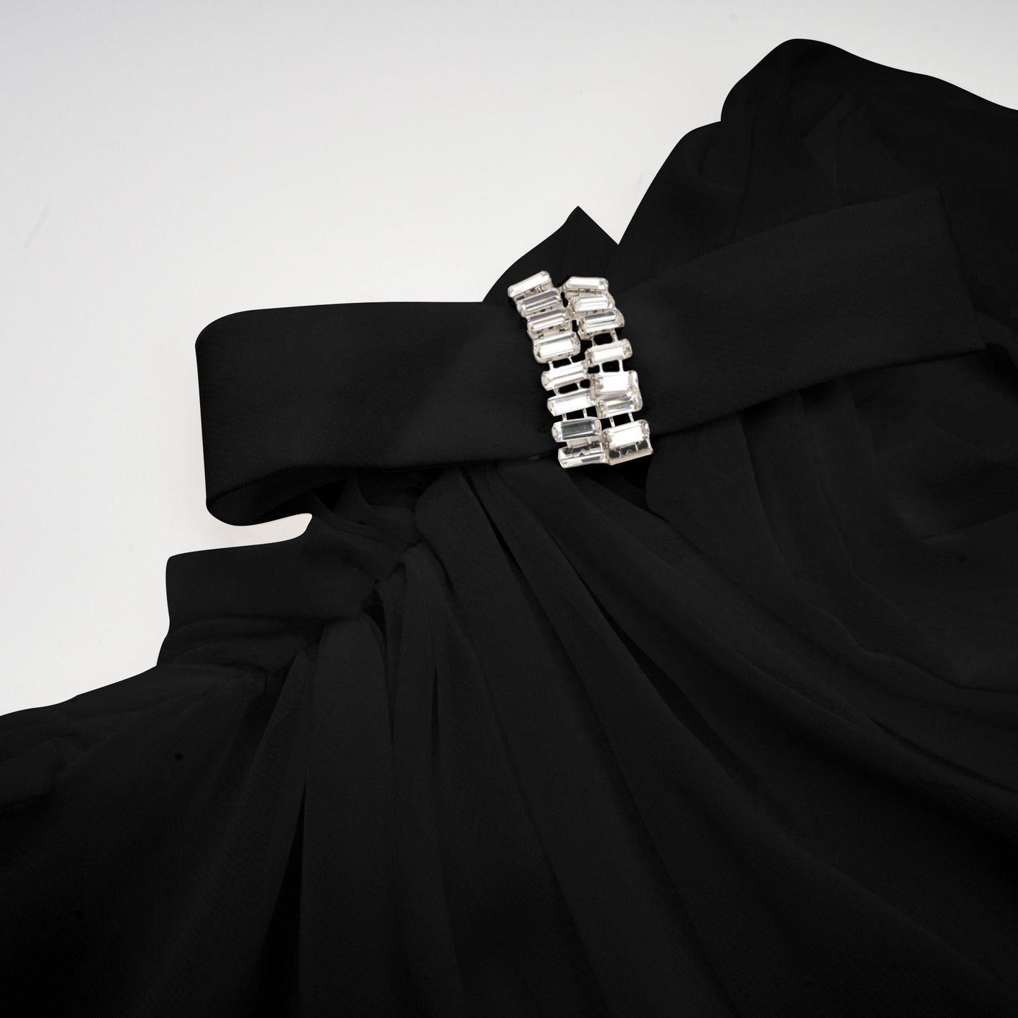 Andrea asymmetrical tulle blouse & skirt matching set in Black