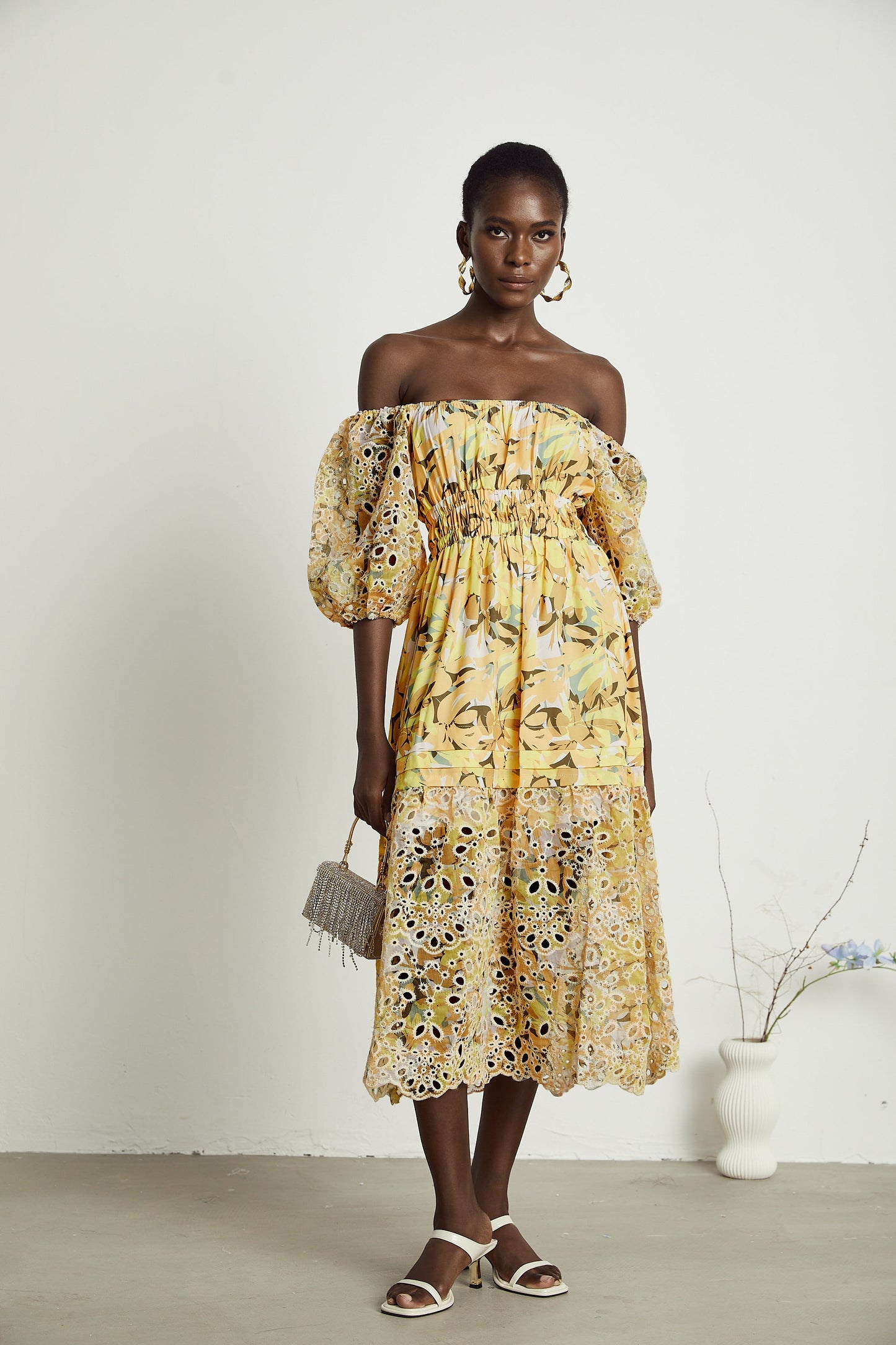 Clémence floral-print cut-out midi dress