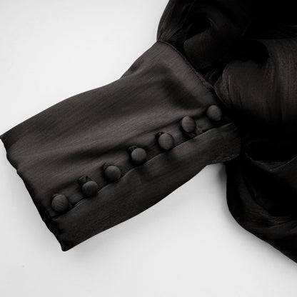 Mila pleated satin maxi dress in Black