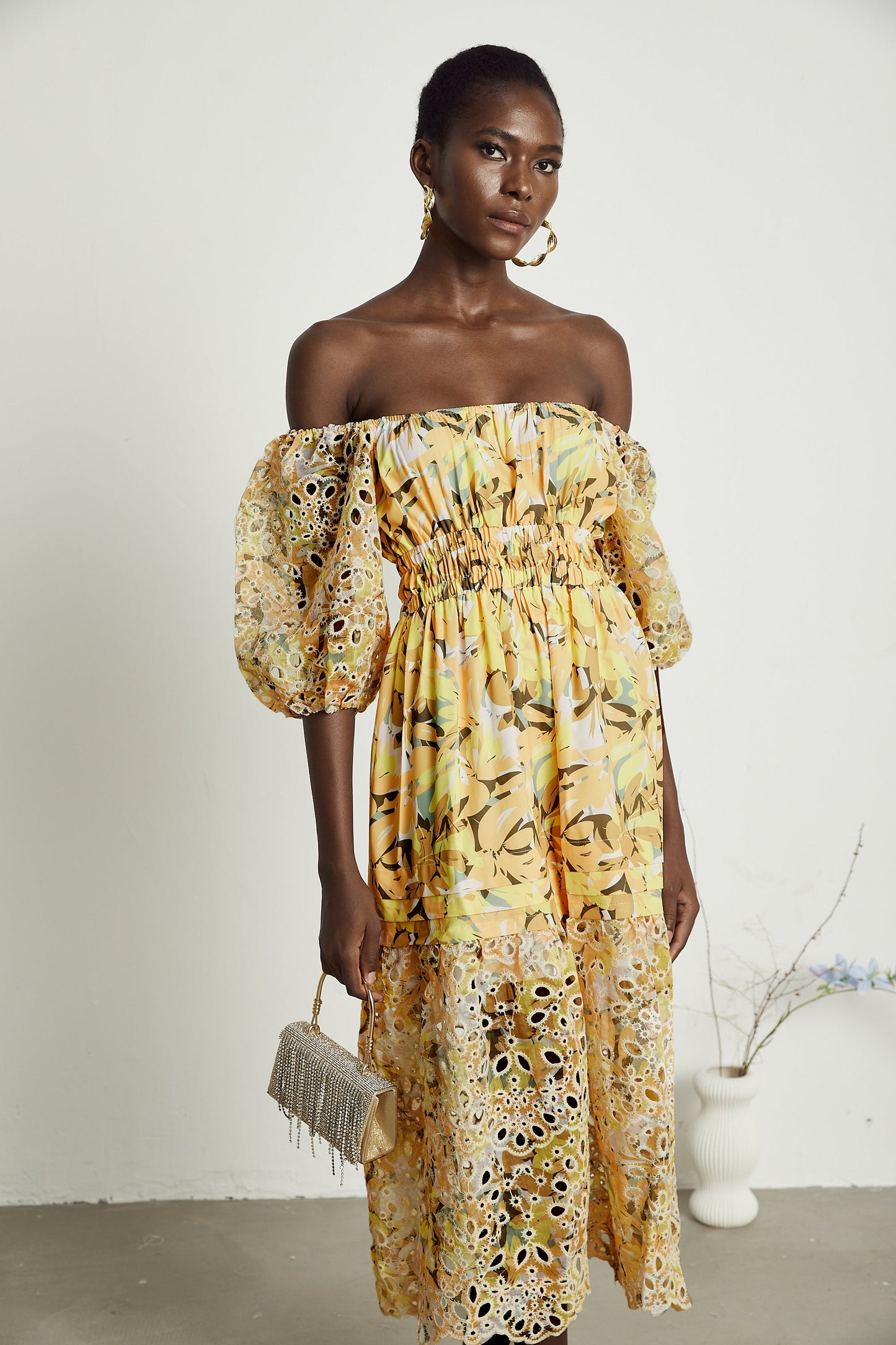 Clémence floral-print cut-out midi dress