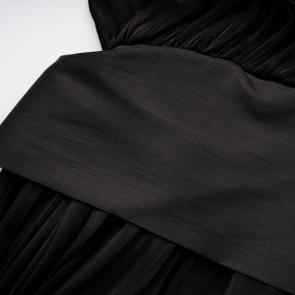 Mila pleated satin maxi dress in Black