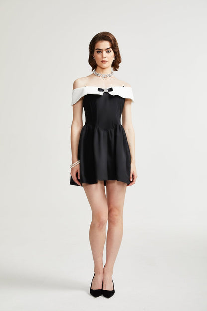 Deniece Black Off-The-Shoulder Mini Dress