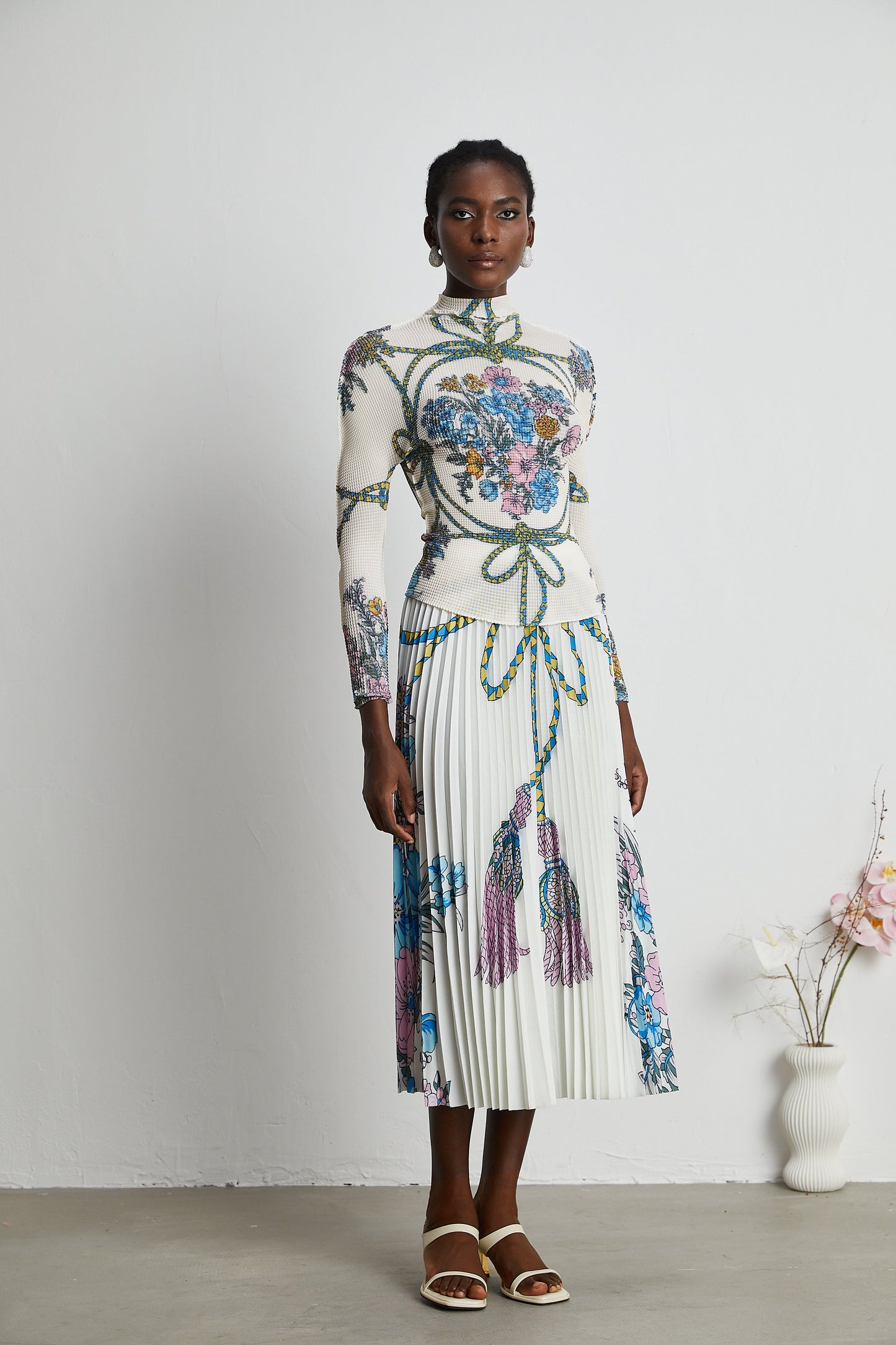 Huguette pattern-print top & skirt matching set
