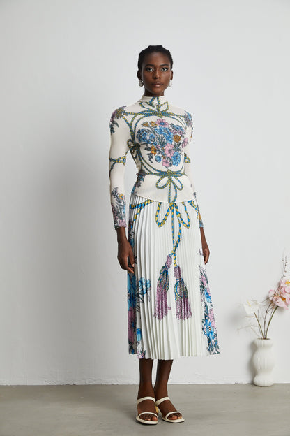Huguette pattern-print top & skirt matching set