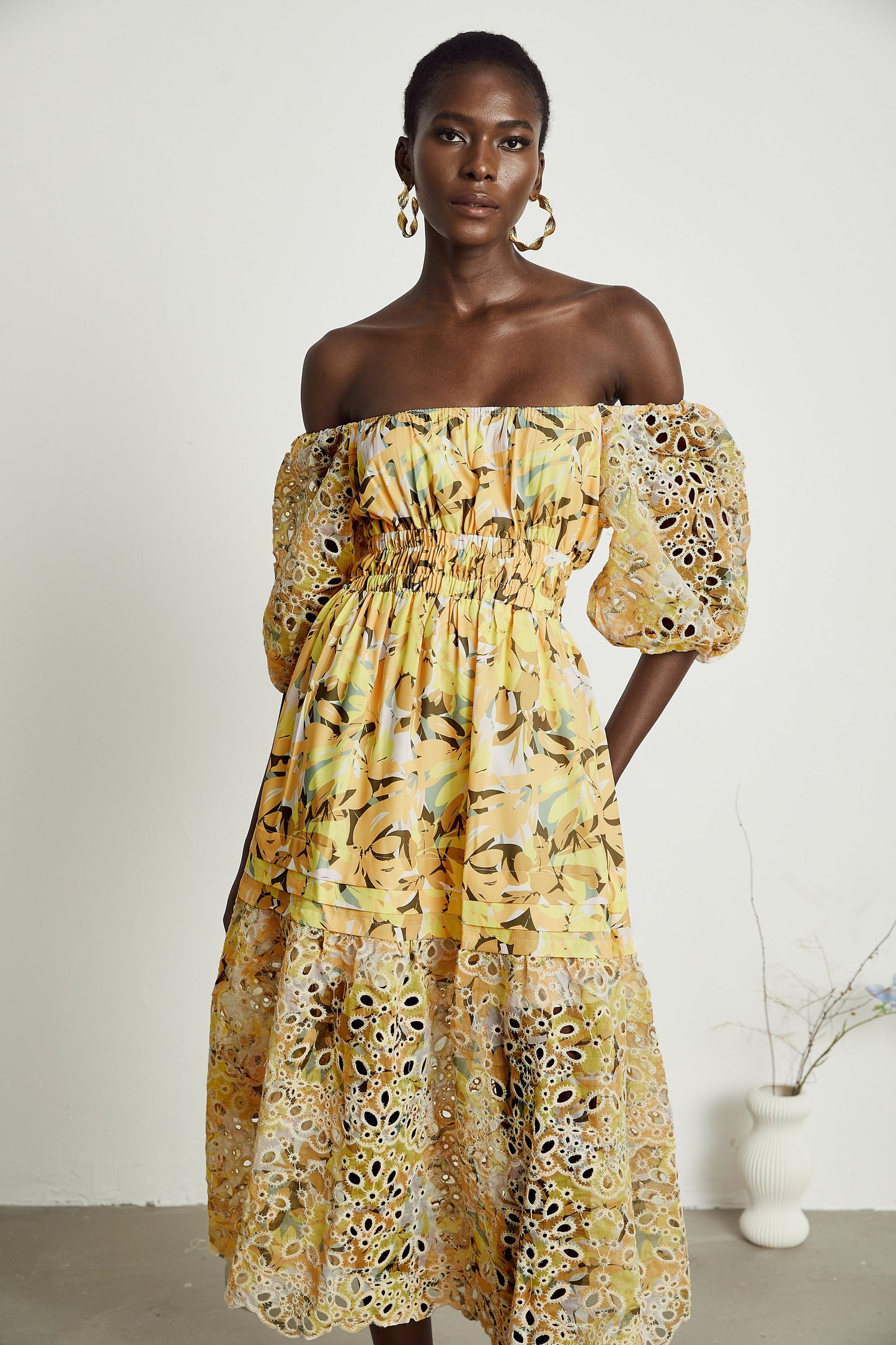 Clémence floral-print cut-out midi dress