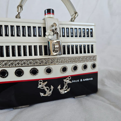 Dolce & Gabbana Yacht Boat Wooden DOLCE BOX Bag in White and Black