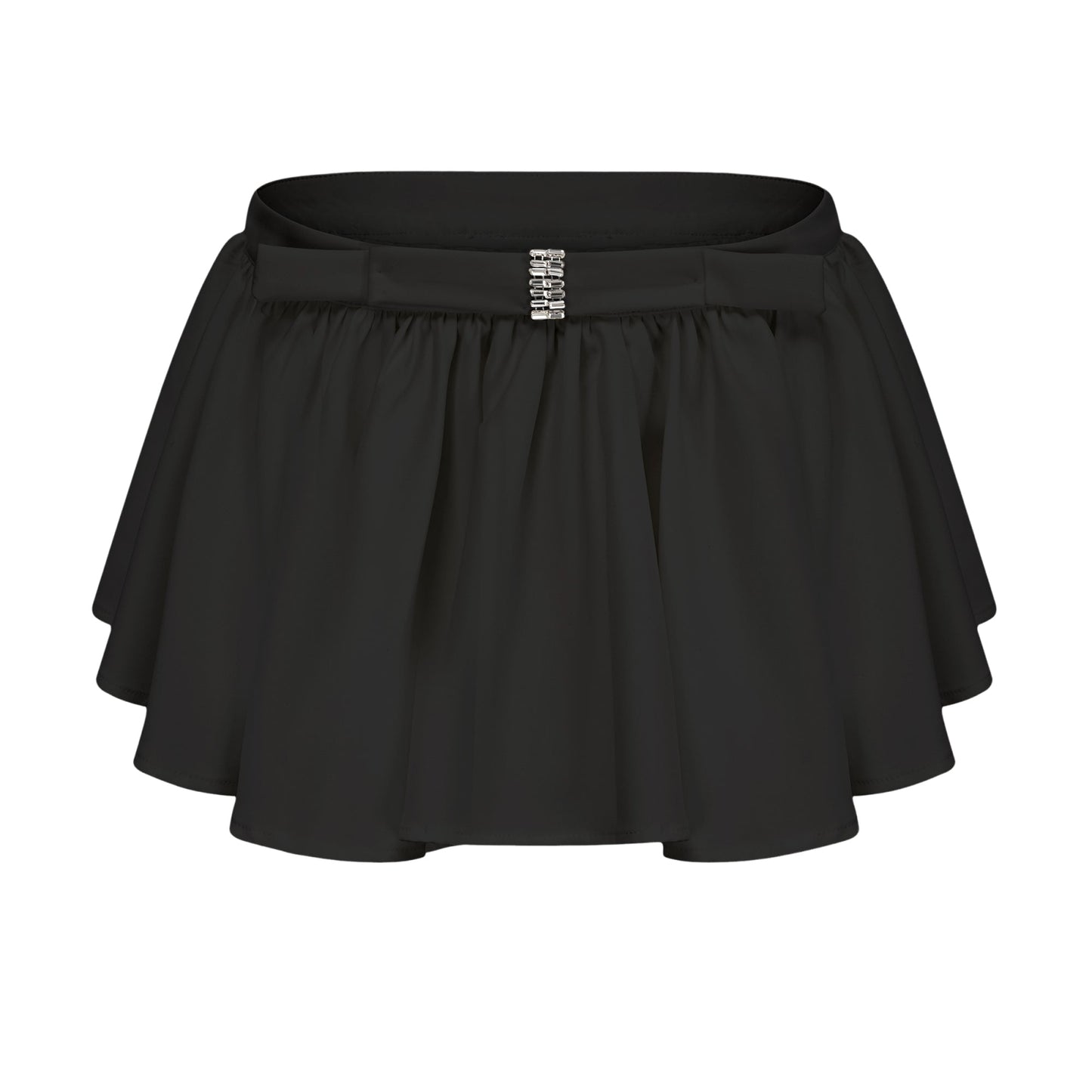 Andrea asymmetrical tulle blouse & skirt matching set in Black