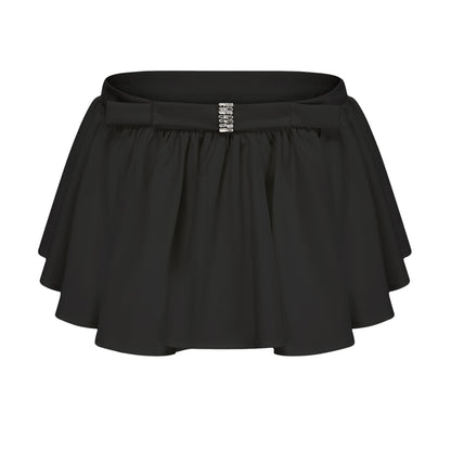 Andrea asymmetrical tulle blouse & skirt matching set in Black