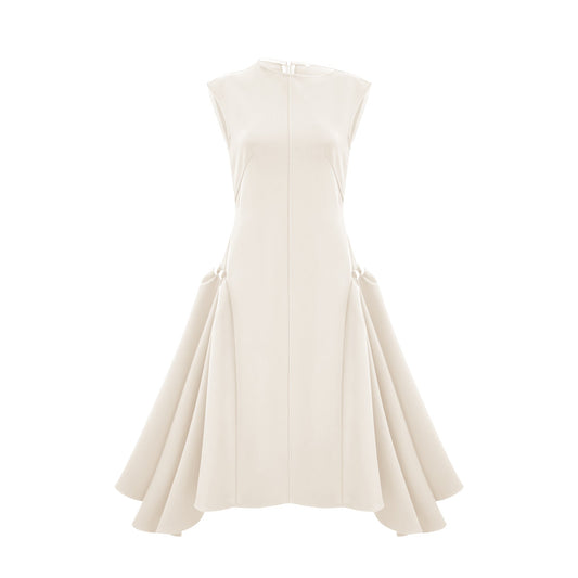 Jenifier white asymmetrical midi dress