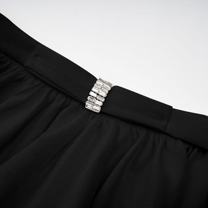 Andrea asymmetrical tulle blouse & skirt matching set in Black