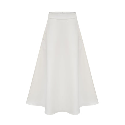 Hilaire white 3d-petal top & skirt matching set