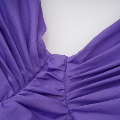 Apolline purple off-shoulder ruched mini dress