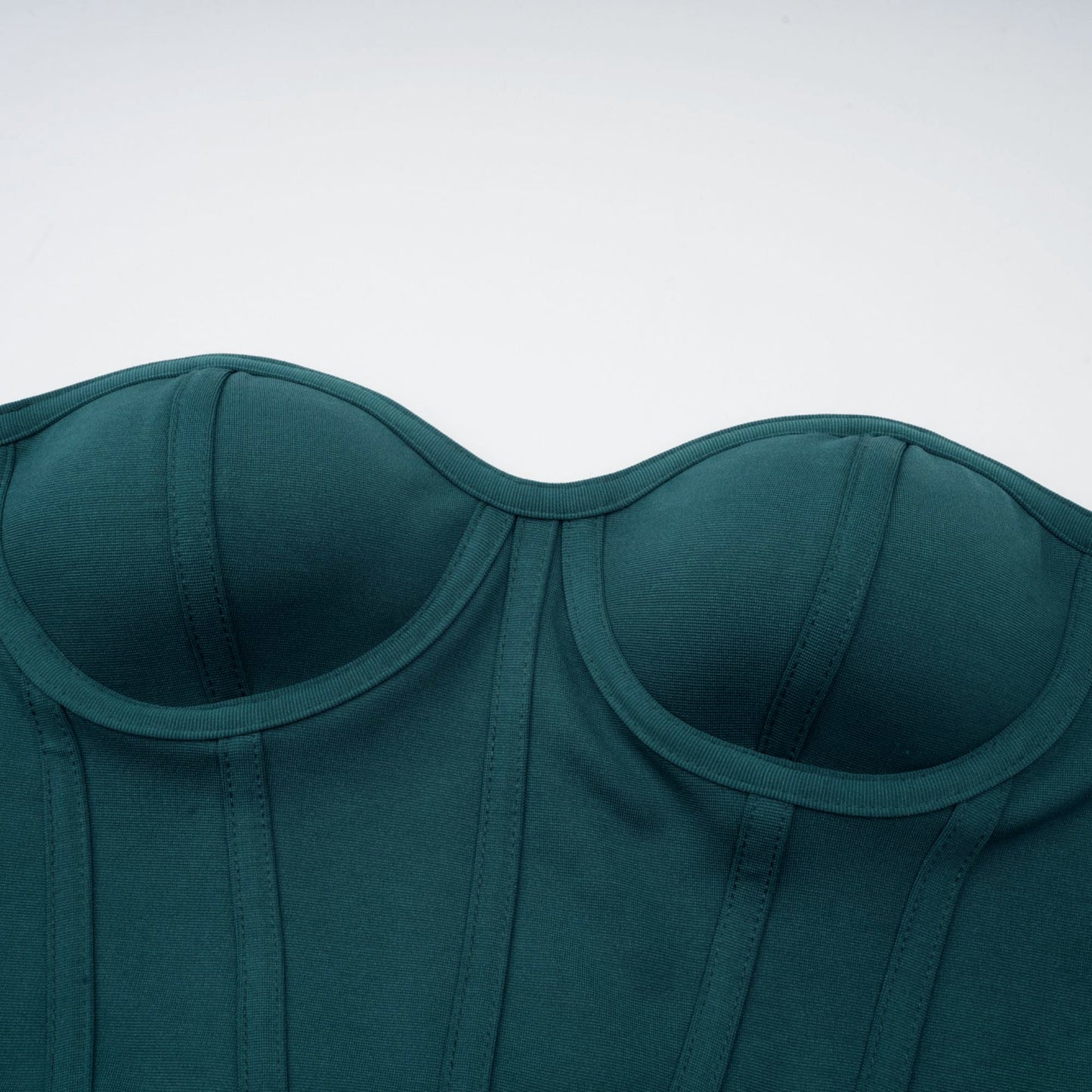 Delphine green ribbon-design corset maxi dress