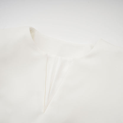 Hilaire white 3d-petal top & skirt matching set