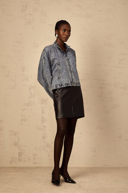 Isidore blue whiskering denim jacket