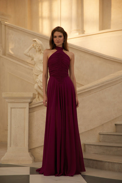 Kerstin Purple Ruched Maxi Dress