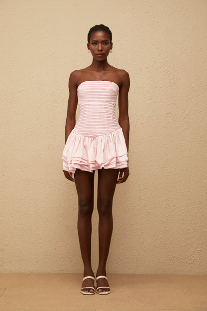 Inès Pink Smocked Mini Dress