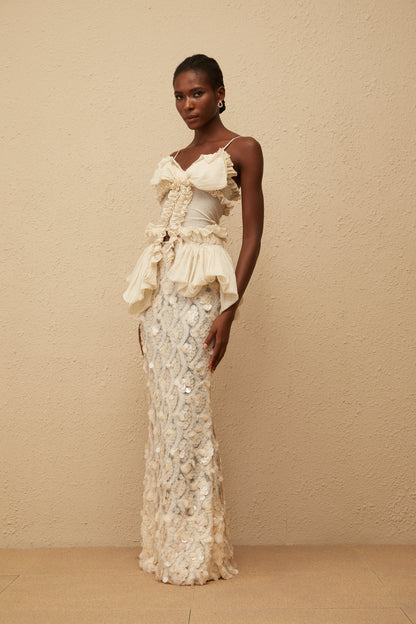 Flocon Neutral Mermaid Top & Skirt Set