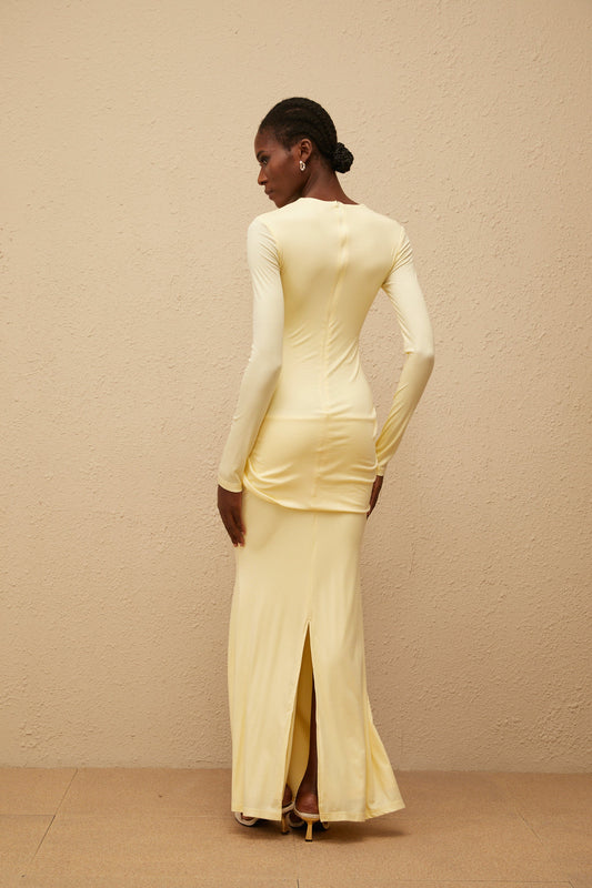 Nolwenn Yellow Gathered Maxi Dress