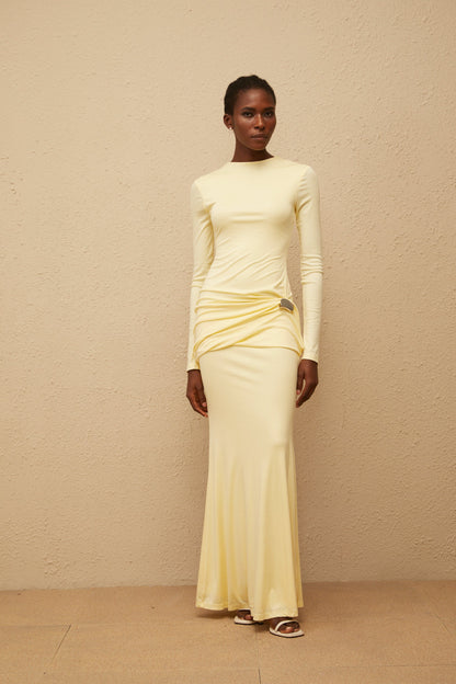 Nolwenn Yellow Gathered Maxi Dress
