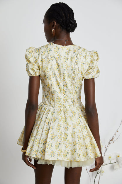 Liane floral-print pleated mini dress
