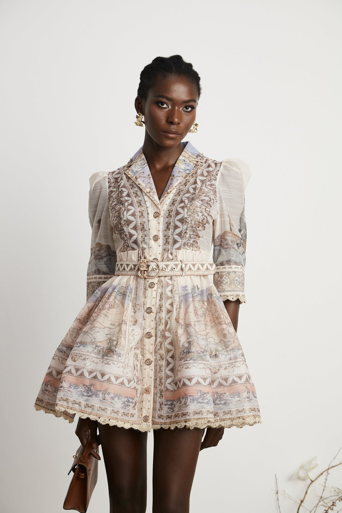 Joséphine Classic Belted V-Neck Mini Dress