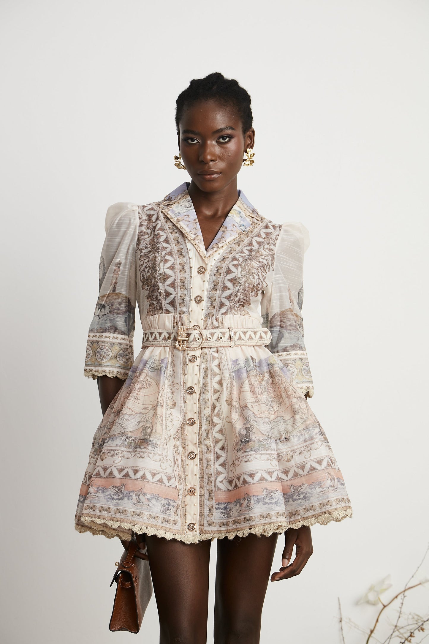 Joséphine Classic Belted V-Neck Mini Dress