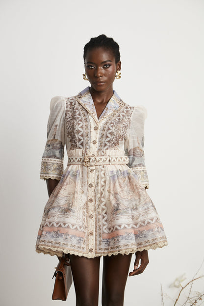 Joséphine Classic Belted V-Neck Mini Dress
