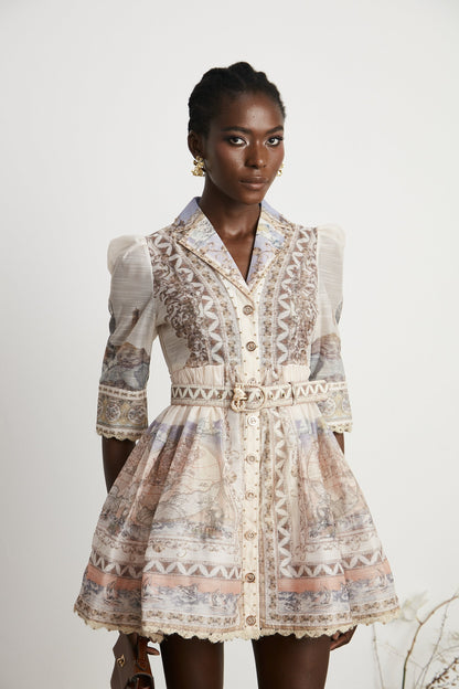 Joséphine Classic Belted V-Neck Mini Dress