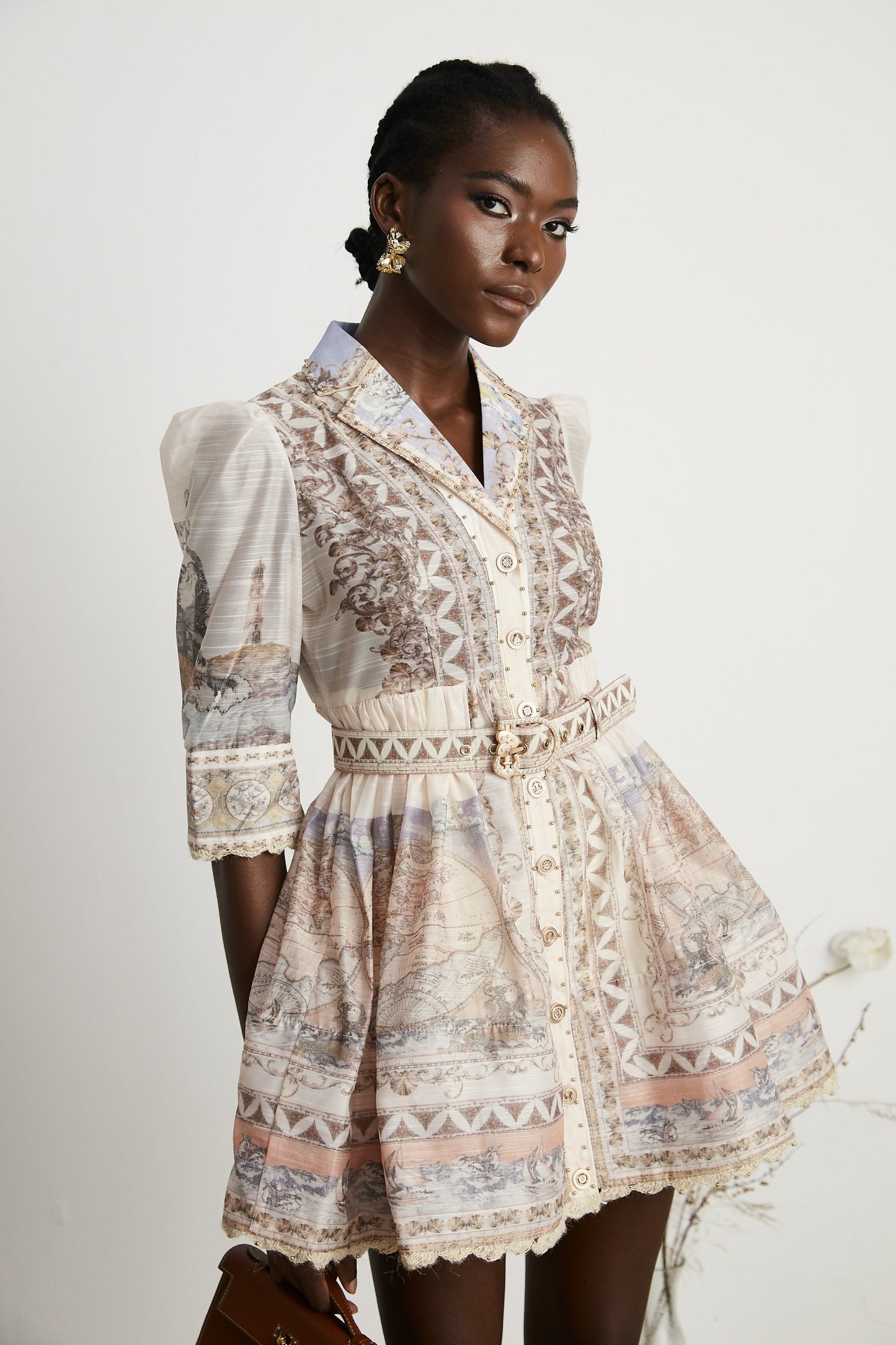 Joséphine Classic Belted V-Neck Mini Dress