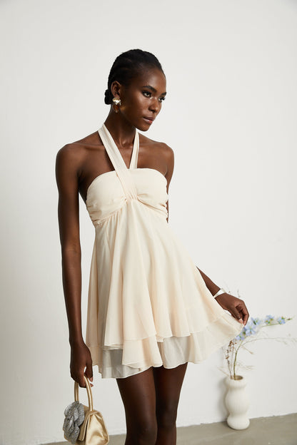 Esmerie Sleeveless Bustier Mini Dress with Back Tie Detail