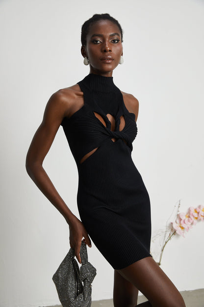 Émilie twist-detail cut-out mini dress