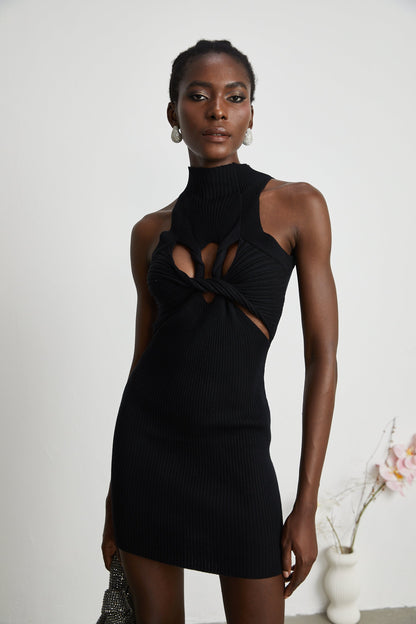 Émilie twist-detail cut-out mini dress