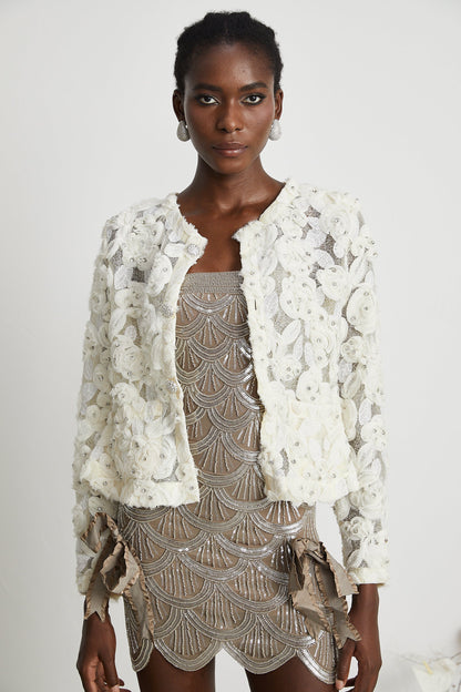 Marianne floral-appliqué embellished jacket
