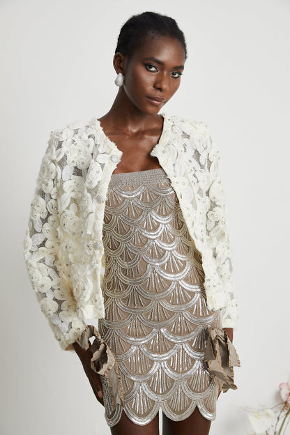 Marianne floral-appliqué embellished jacket