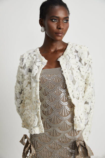 Marianne floral-appliqué embellished jacket