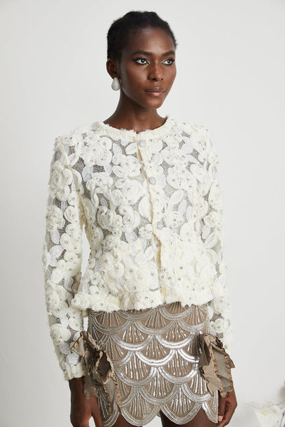Marianne floral-appliqué embellished jacket