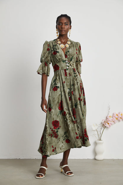 Mélisande floral-print V-neck midi dress