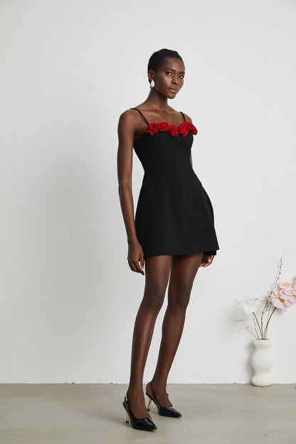 Pauline faux-flower mini dress