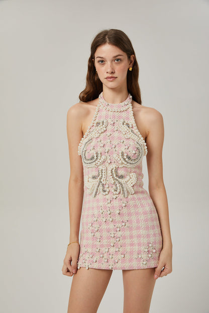 Capucine pearl-embellished mini dress