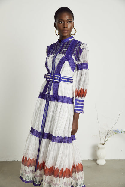 Raphaëlle color-block pattern-print midi dress