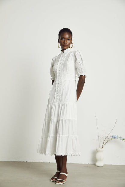 Coline lace floral-embroidered midi dress